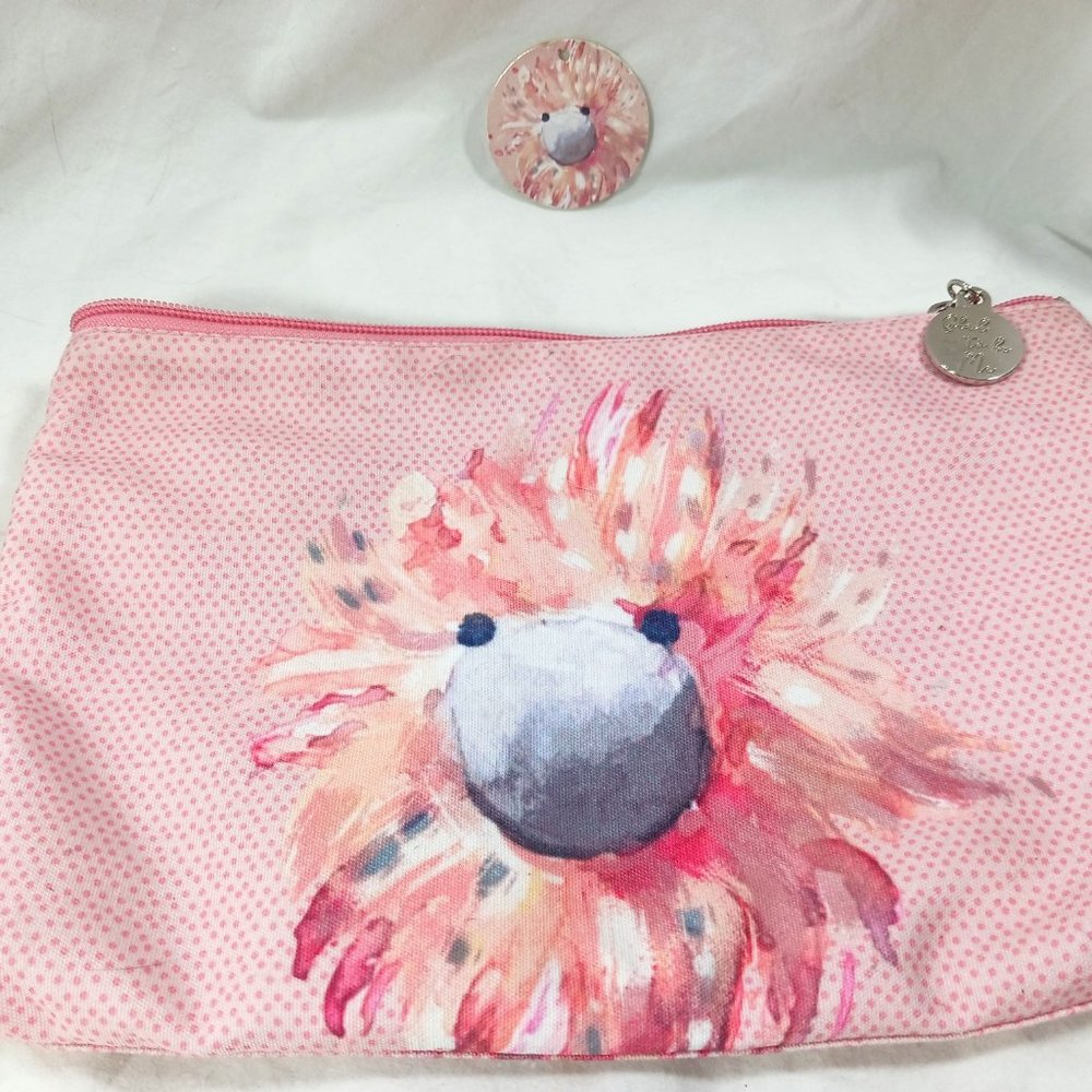 JellyCat Glad To Be Me Odette Ostrich Pink Cosmetic Pouch Very HTF 11" With Tag